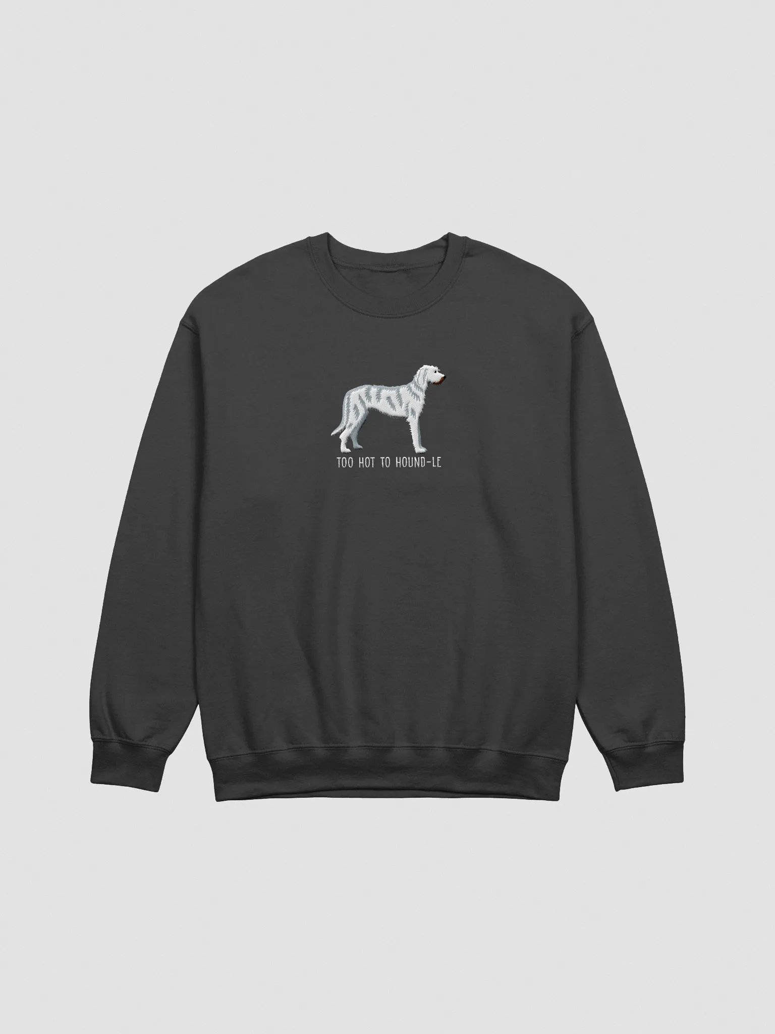 Too Hot to Hound-le Sweatshirt (Embroidered) of an Irish Wolfhound(White) product image (3)