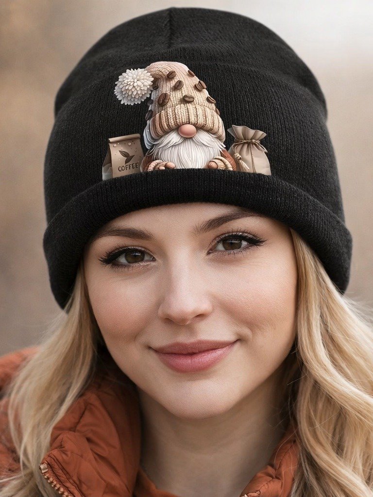 Casual Printed Knitted Hat with Gnome Coffee product image (2)