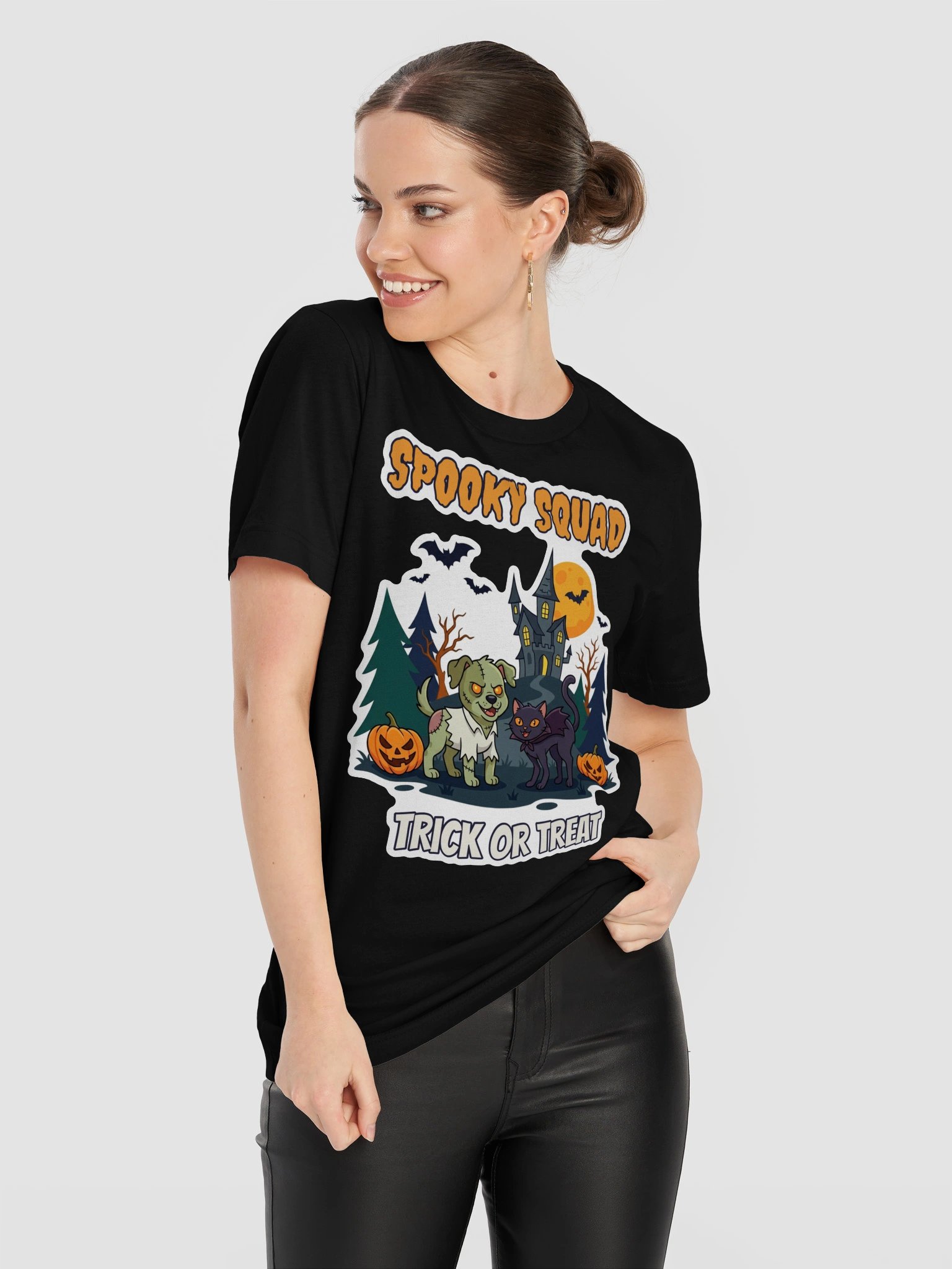 Spooky Squad Halloween T-Shirt – Zombie Dog & Vampire Cat Trick or Treat Tee, Funny Pet Lover Halloween Shirt product image (76)