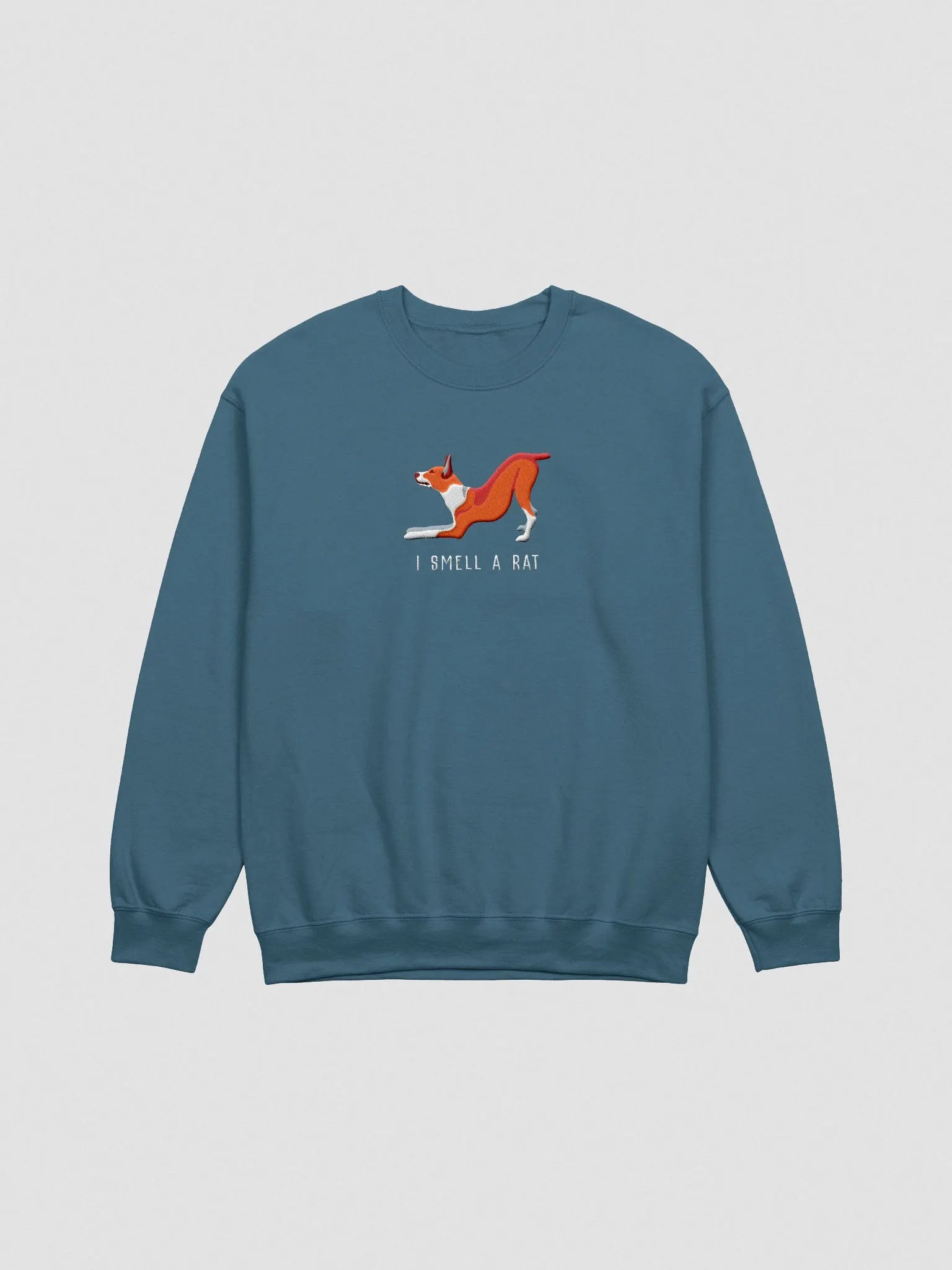 I Smell a Rat Sweatshirt (Embroidered) of a Rat Terrier(Red) product image (4)