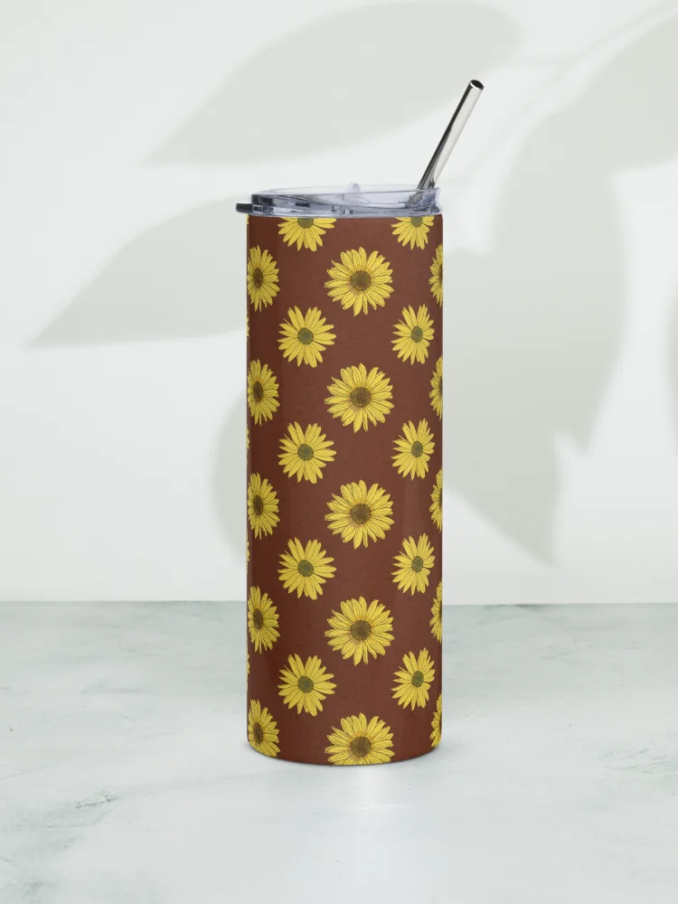 “Helianthus Sunflower Polka Dot” 20-ounce Stainless Steel Tumbler with Straw product image (1)