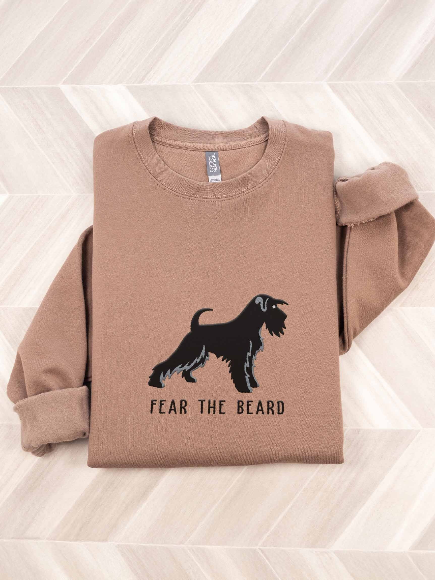 Fear the Beard Sweatshirt (Embroidered) of a Miniature Schnauzer(Black) product image (1)