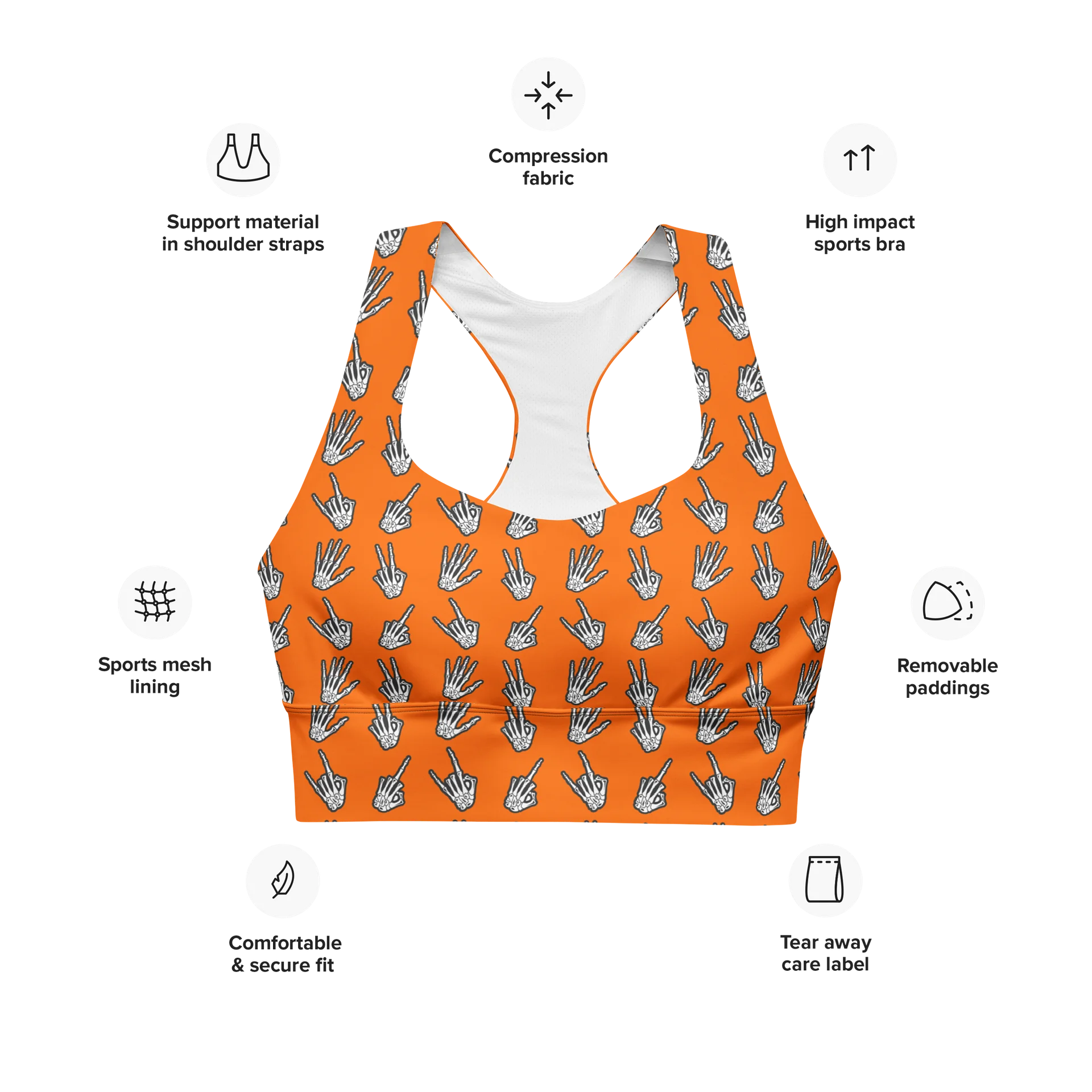 Bone Zone pattern sports bra product image (6)