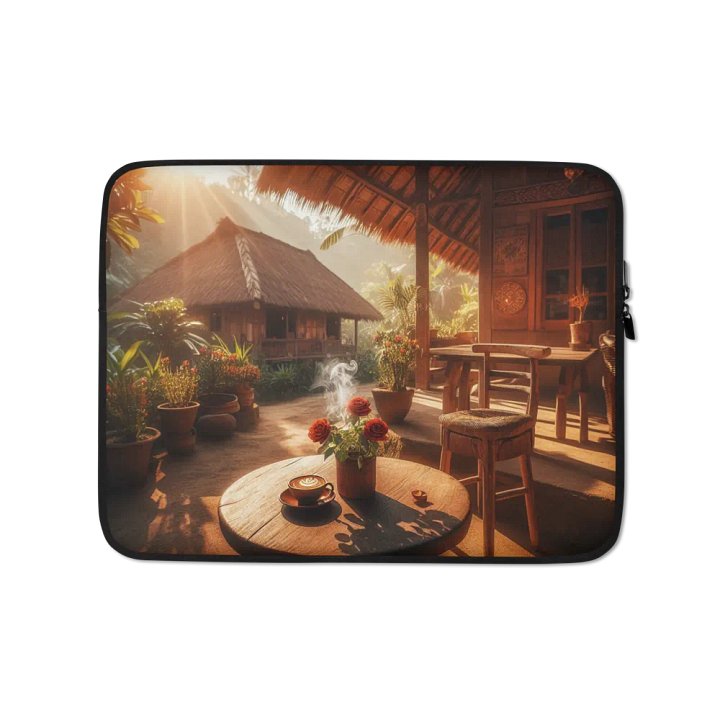 Morning Bliss Laptop Sleeve | comfortable village for drinking coffee product image (1)