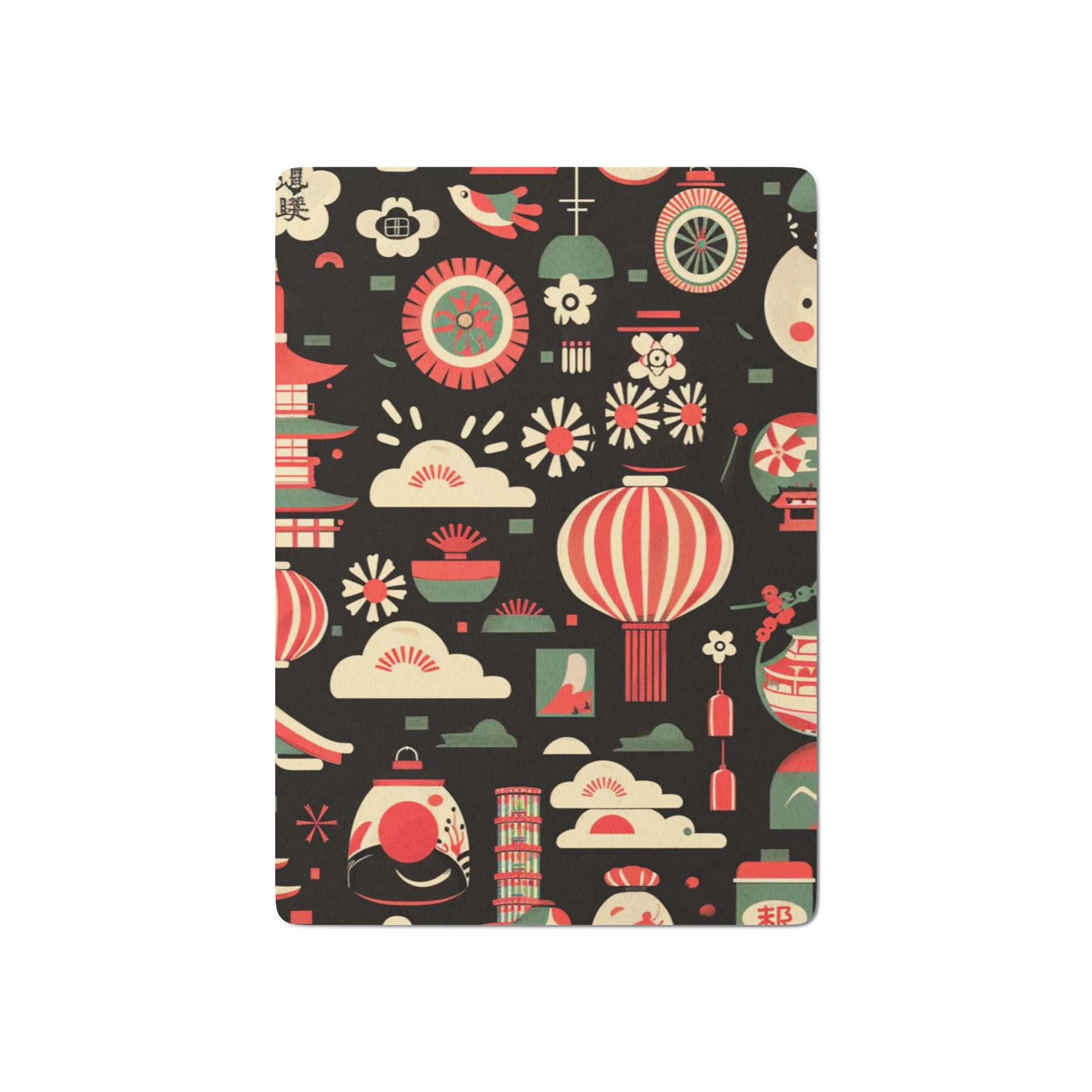 Japanese Lantern Festival Playing Cards | Retro Geometric Pagoda Poker Deck product image (2)