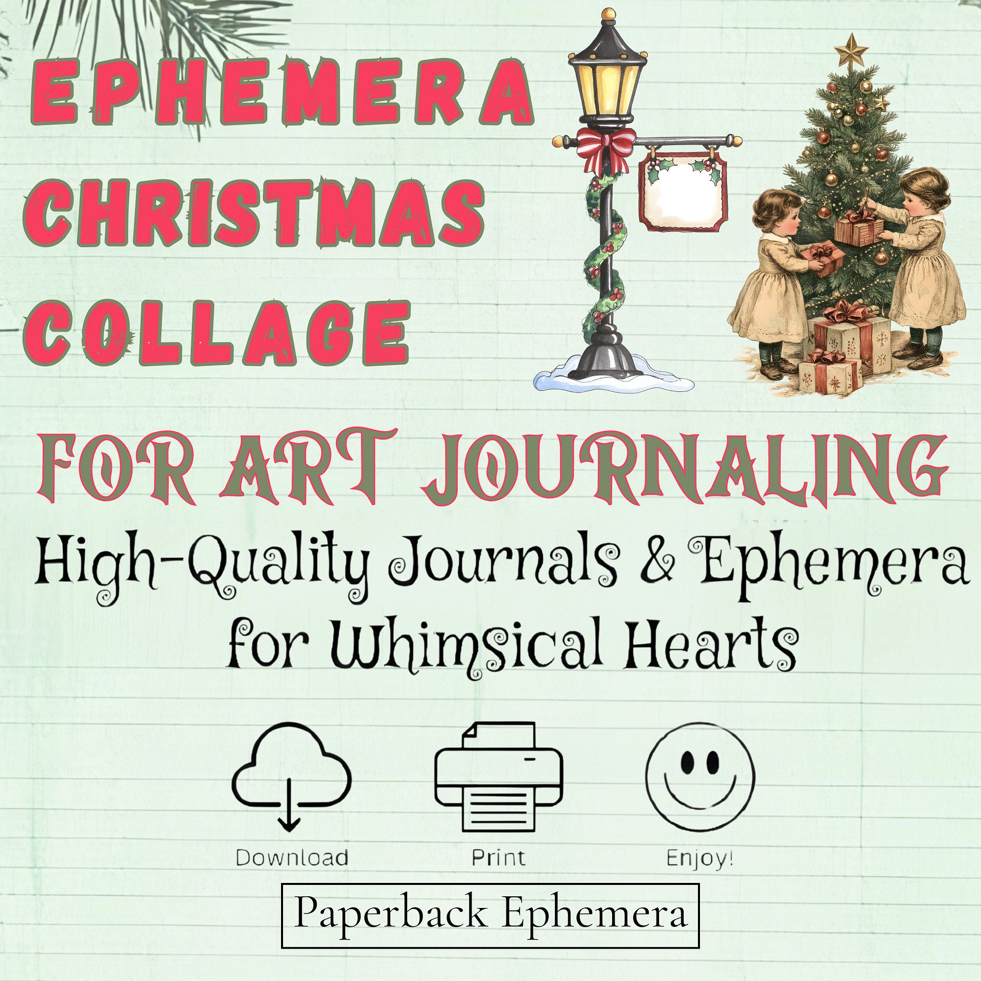 Vintage Christmas Ephemera Printable – 14-Page Junk Journal PDF product image (6)