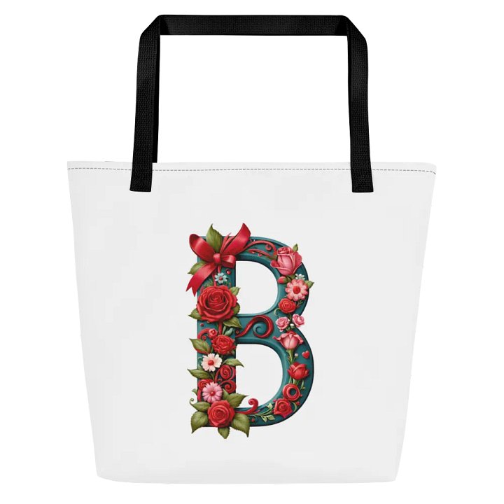 Valentine’s Monogram Letter B(1) White Tote Bag product image (1)