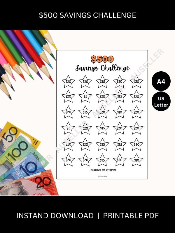 $500 Savings Challenge Printable Page product image (1)