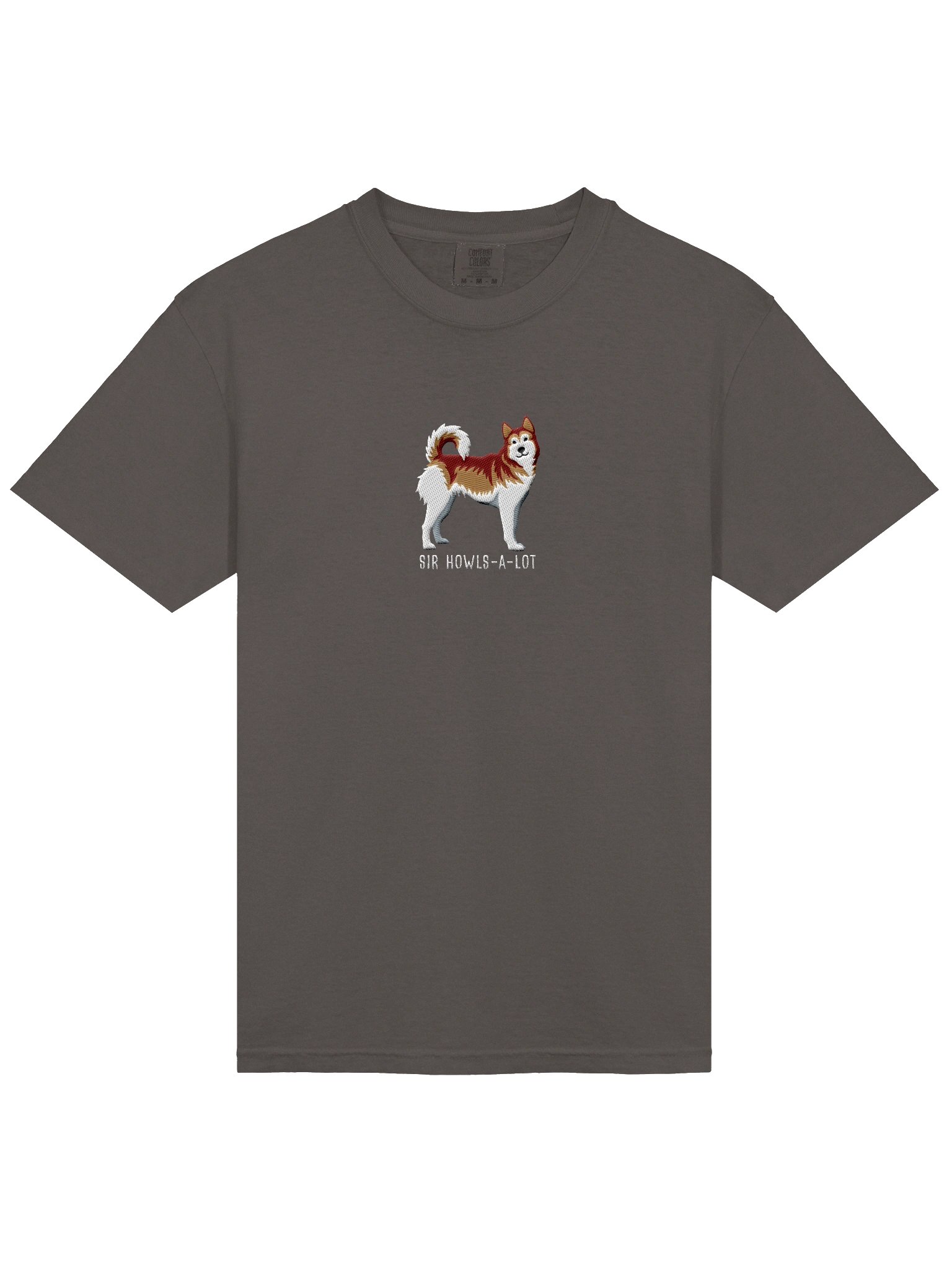 Sir Howls-A-Lot T-Shirt(Embroidered) of a Siberian Husky(Brown) product image (6)