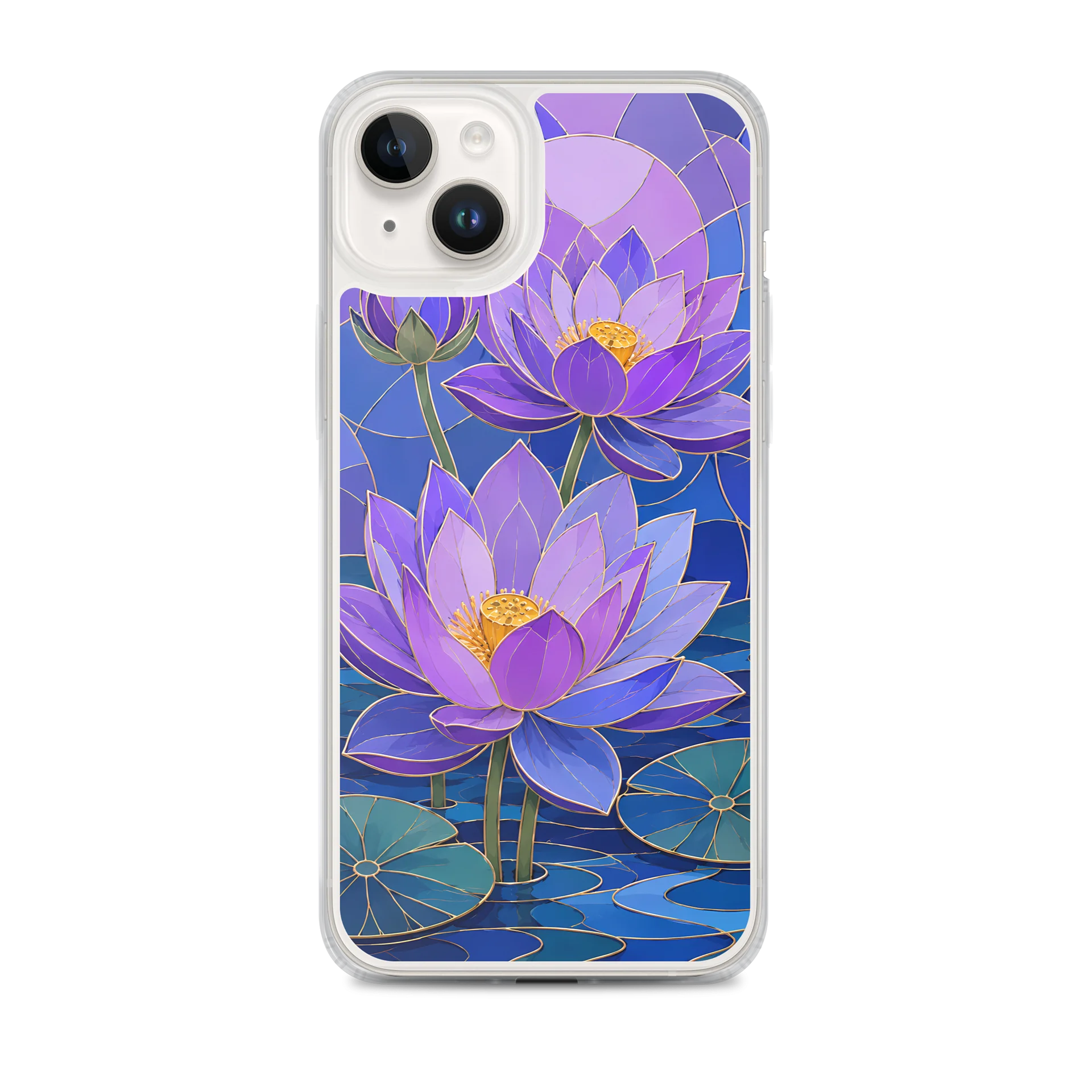 Purple And Blue Lotus Mosaic Premium Soft Silicone iPhone Case - MagSafe Compatible product image (1)