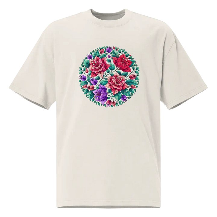 Symmetrical Floral Harmony Oversized T-Shirt | AI Design Bougainvillea Flower product image (1)