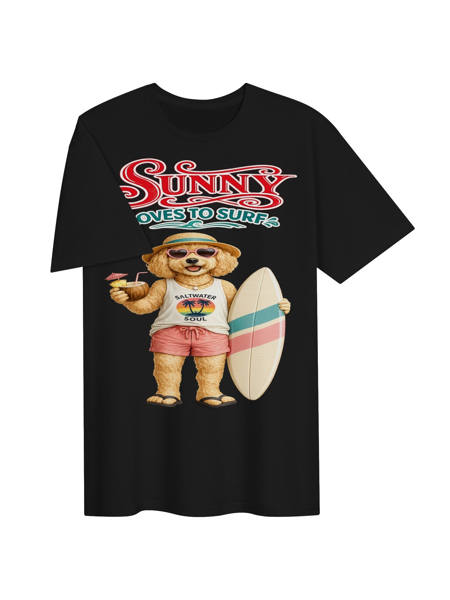 Sunny Loves to Surf Doodle Adult Tee product image (3)