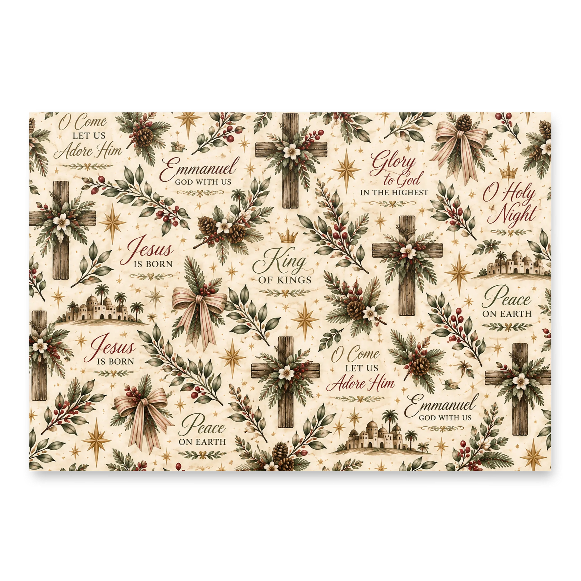 Rustic Faith Christmas Wrapping Paper Collection | Christian Nativity, Cross & Scripture Gift Wrap product image (6)