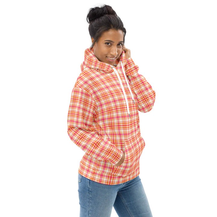 Orange and Hot Pink Plaid Hoodie product image (1)