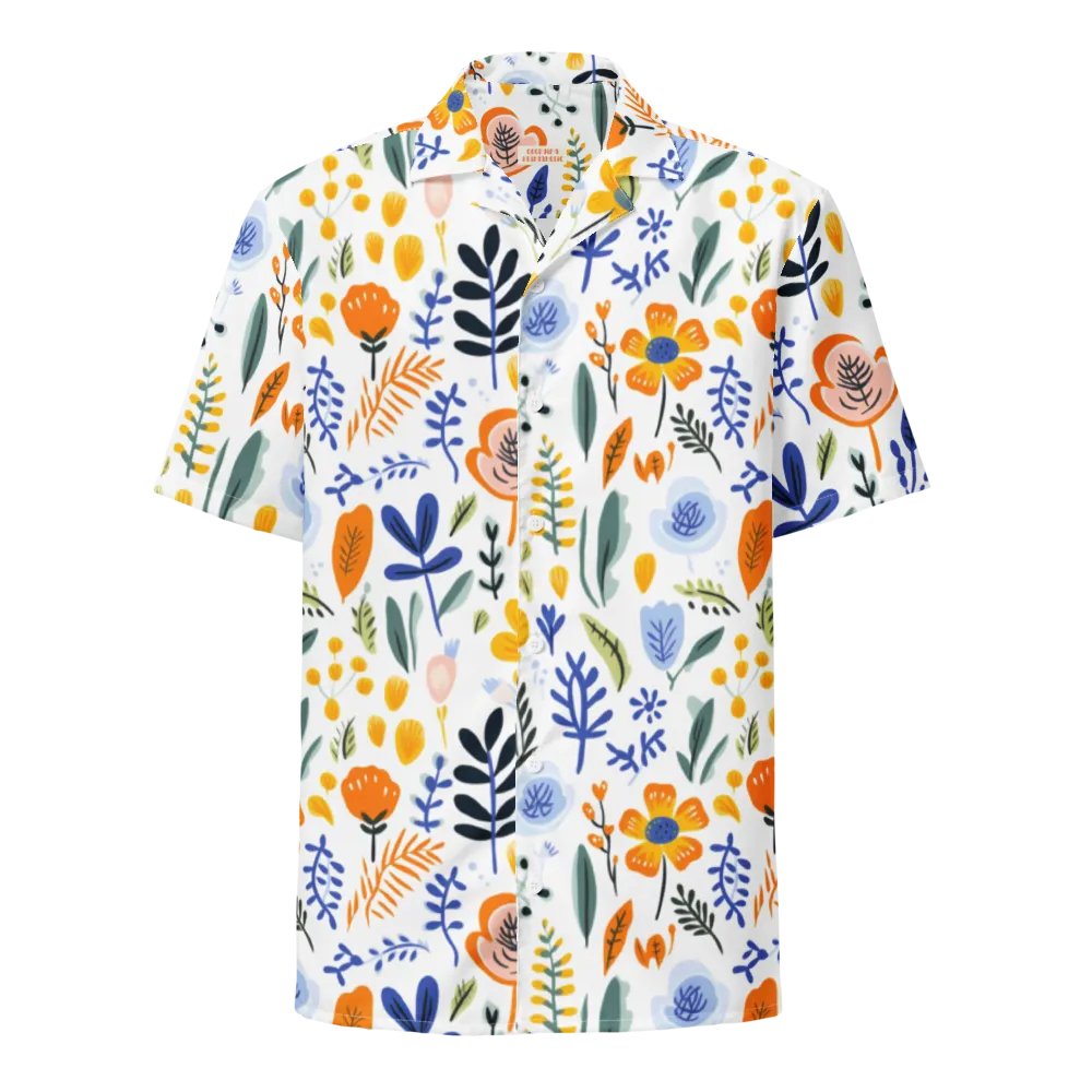 Retro Flowers Blue Hawaiian Shirt product image (1)
