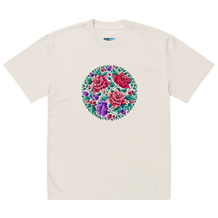 Symmetrical Floral Harmony Oversized T-Shirt | AI Design Bougainvillea Flower product image (2)