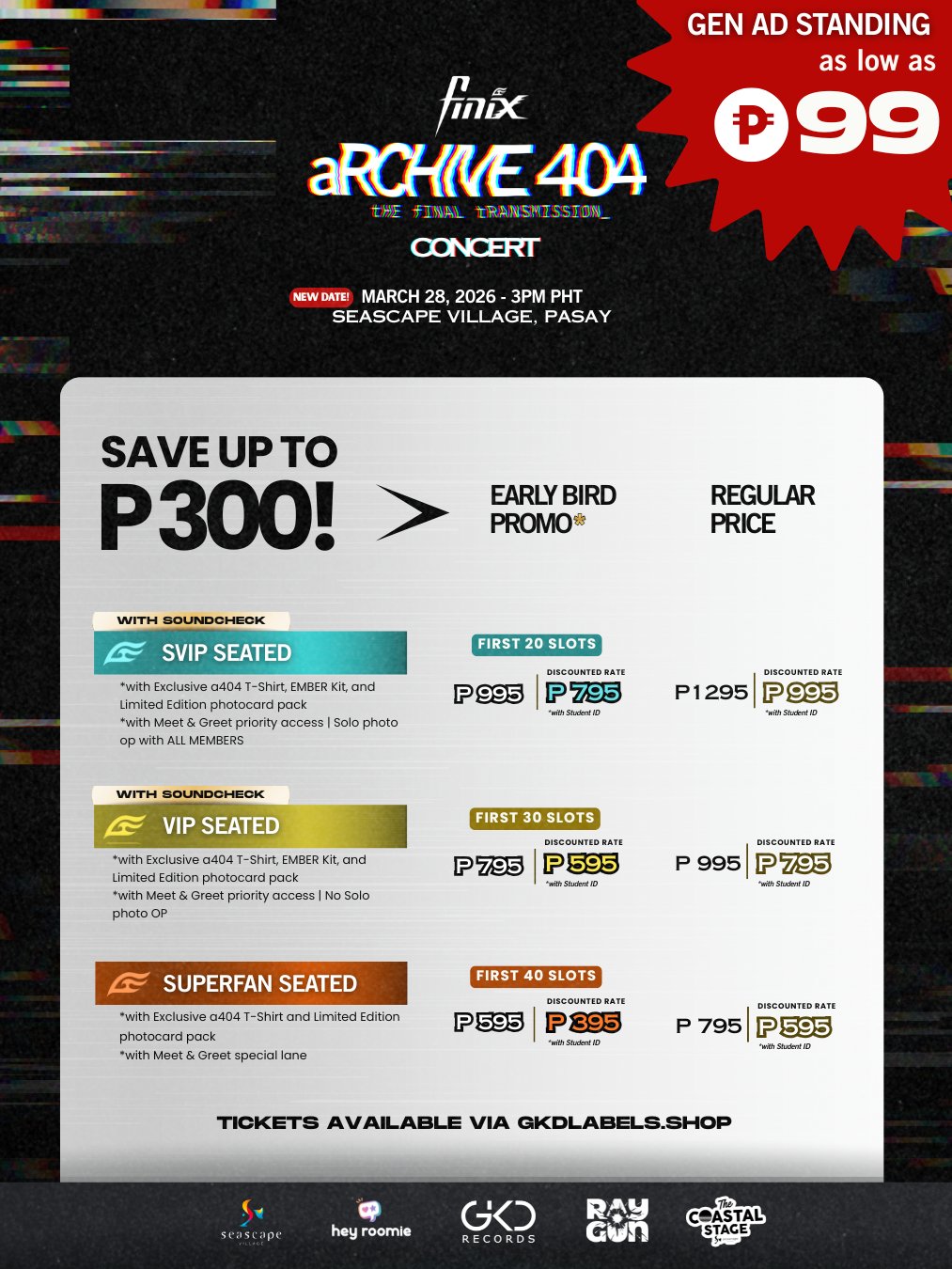 aRCHIVE 404 Concert Packages (EARLY BIRD) product image (1)