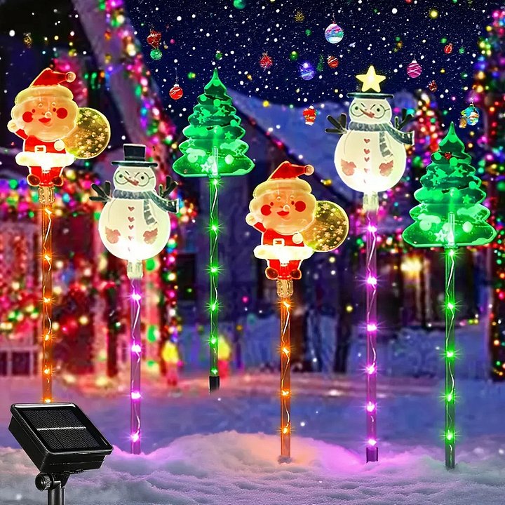 6 Luces Navideñas Solares: Decoración De Muñeco De Nieve product image (2)