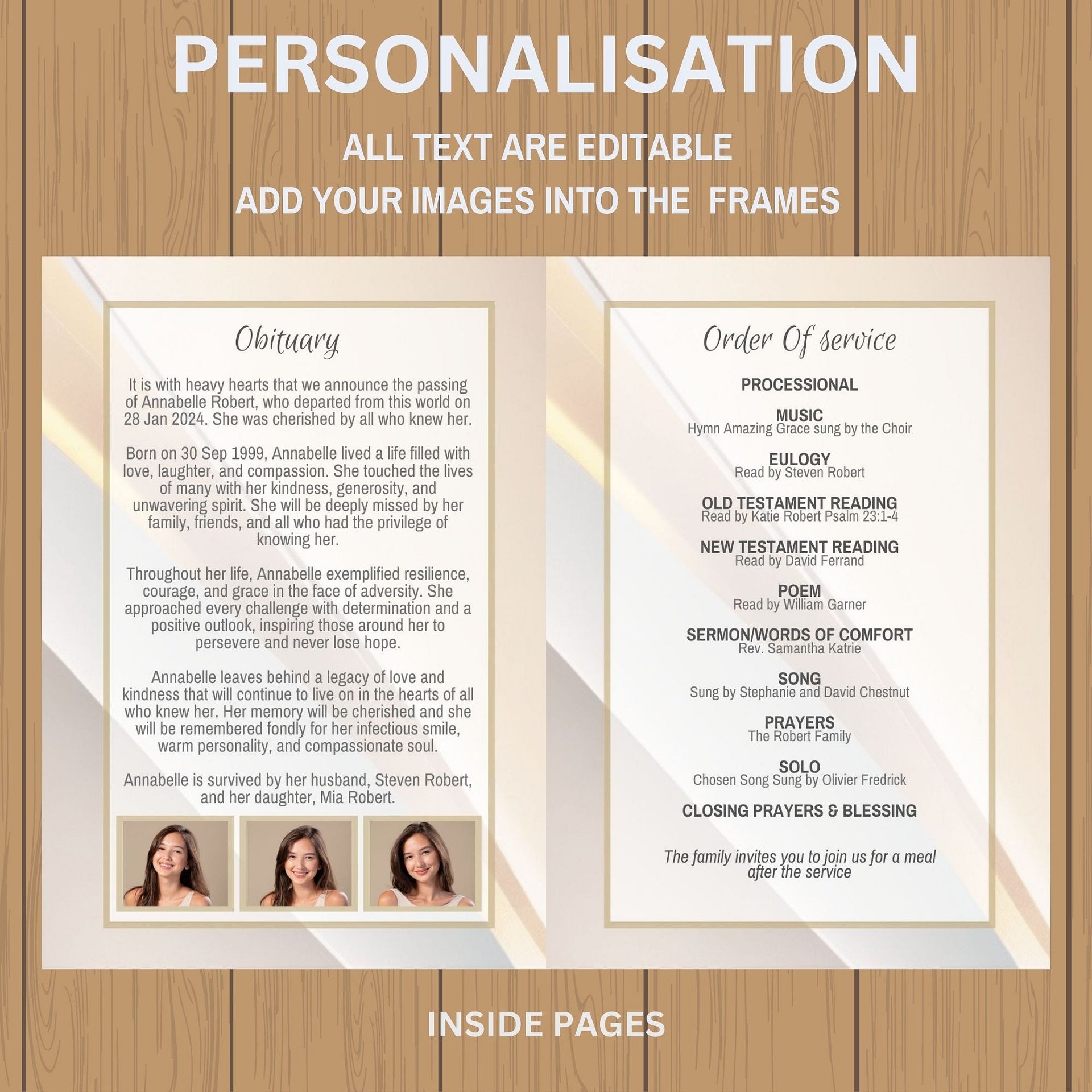 Light Golden Tones Funeral Program Canva Template product image (7)