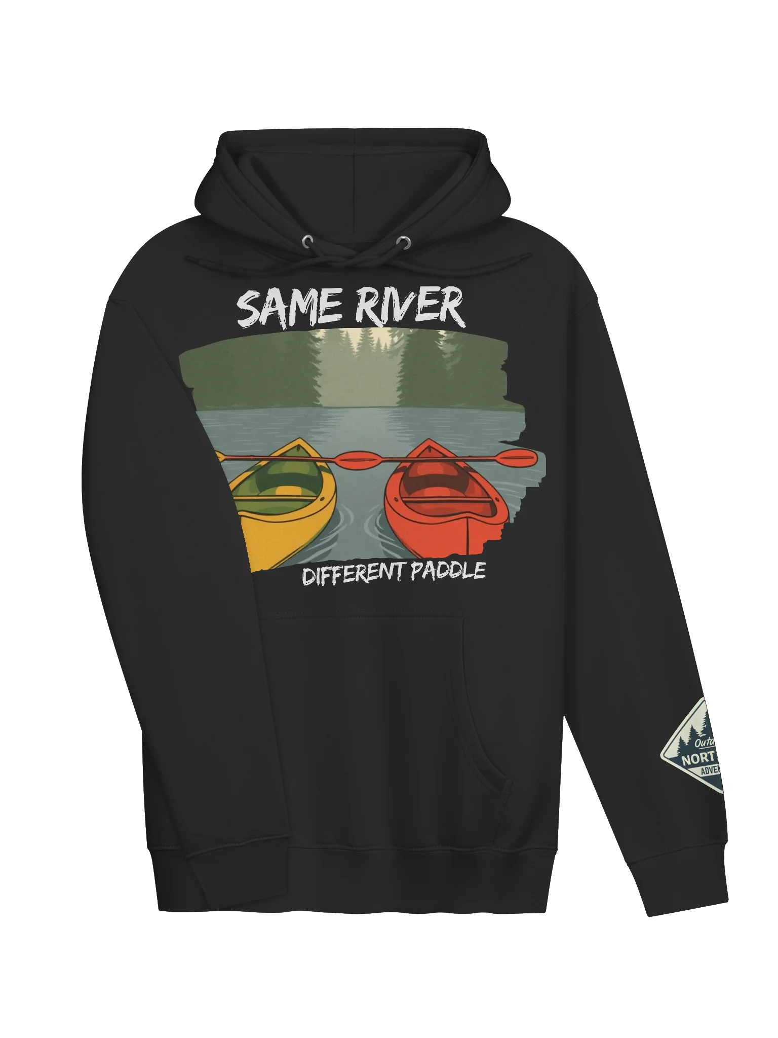 Same River, Different Paddle – Outdoorsy Couples Adventure Sweatshirt product image (11)
