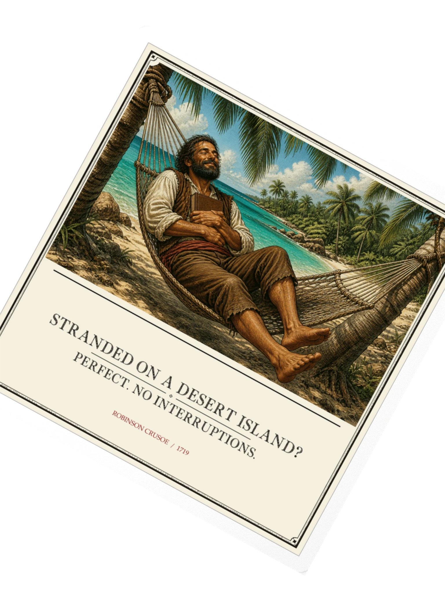 Stranded On Desert Island Perfect No Interruptions -- Robinson Crusoe Sticker product image (2)