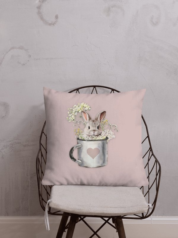 Bunny in A Mug - Blush Rose Pillow product image (2)
