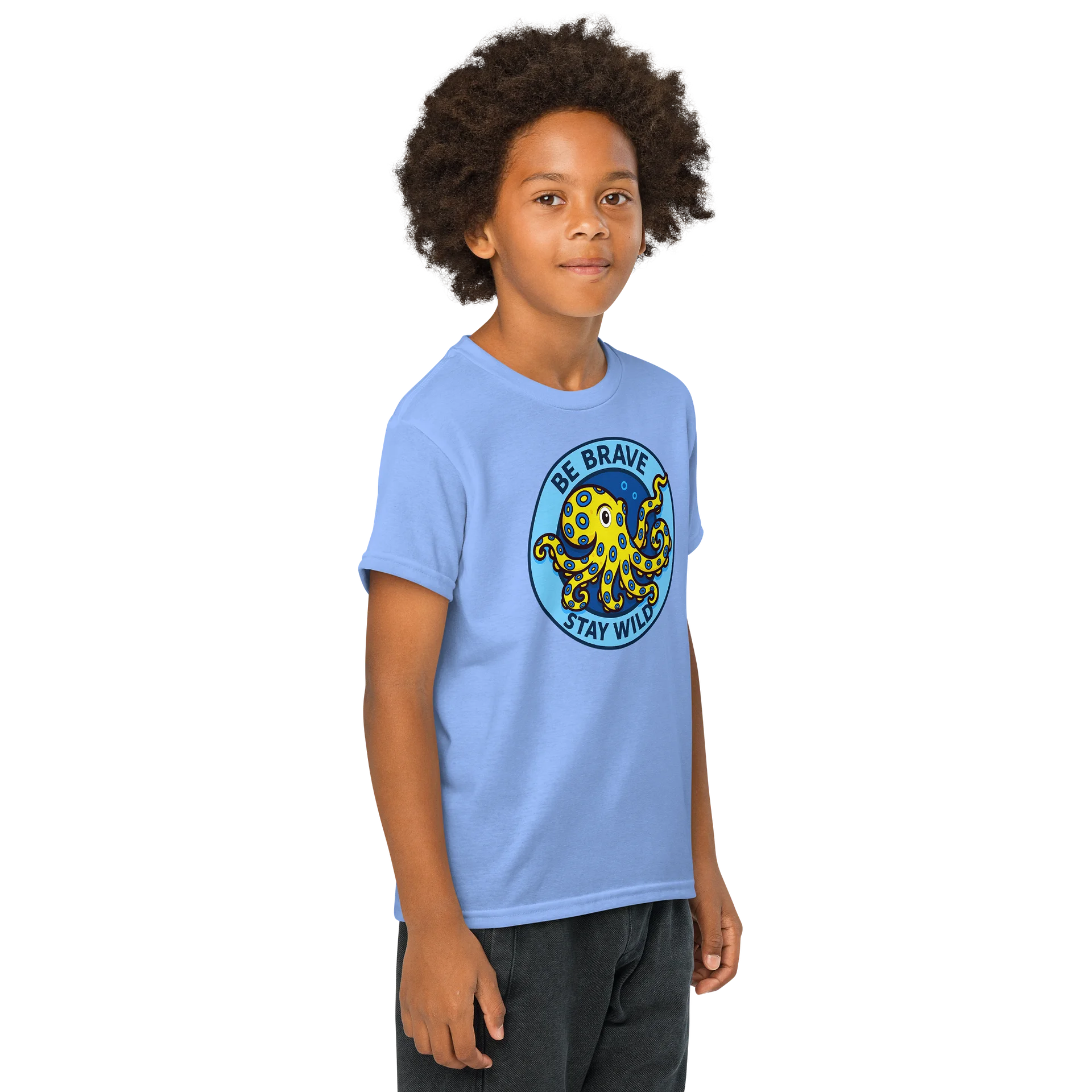 Brave Blue Ring Octopus Youth Sports T-Shirt product image (4)