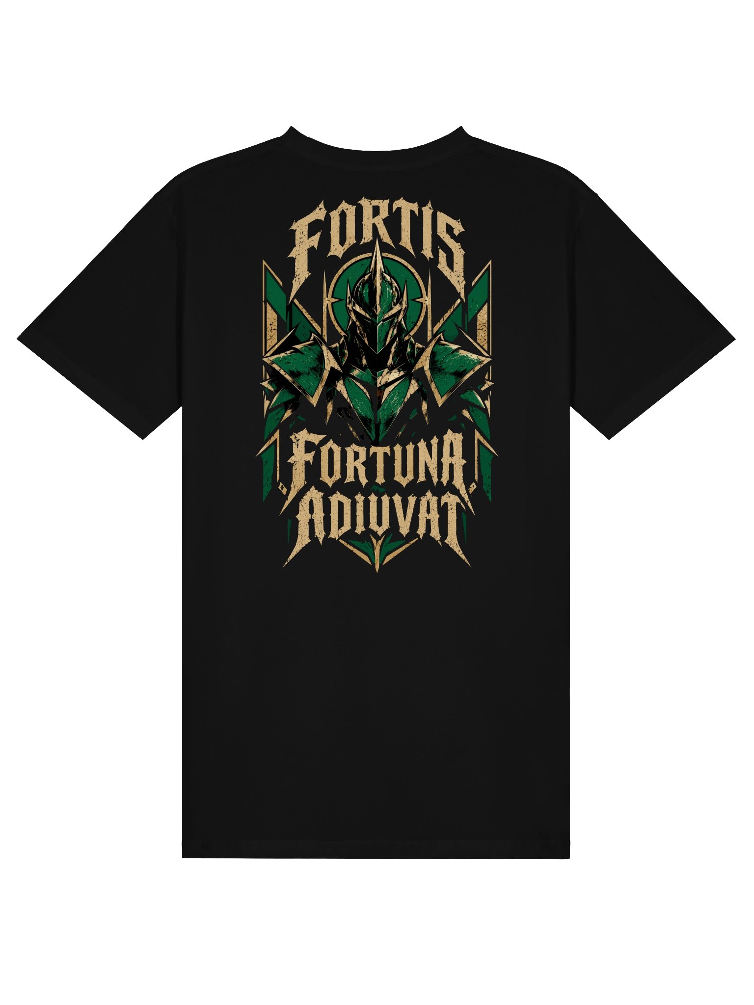 Fortis Fortuna Adiuvat Cyber Knight T-Shirt | Dark Gothic Back Print Graphic Tee product image (1)