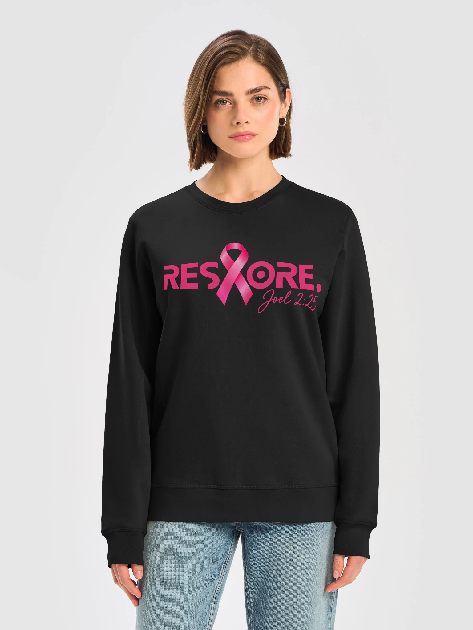 RESTORE. Breast Cancer Awareness Sweatshirt — Joel 2:25 | Faith • Strength • Hope product image (15)