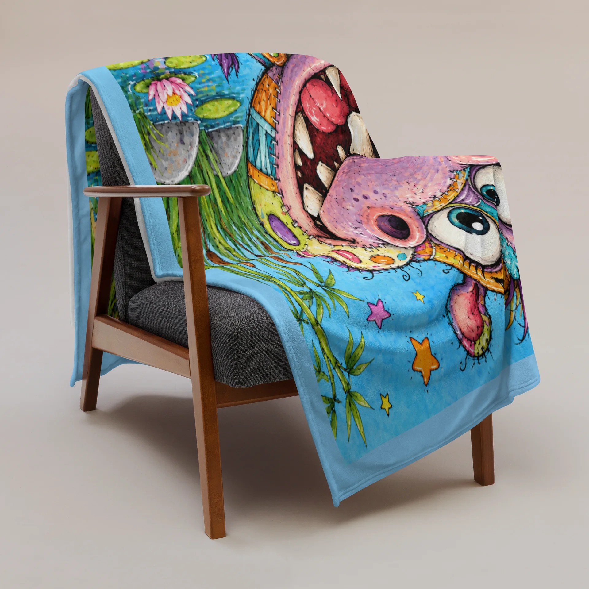 Plaid Faune - Paco l’Hippopotame (Big 153X203cm) product image (3)