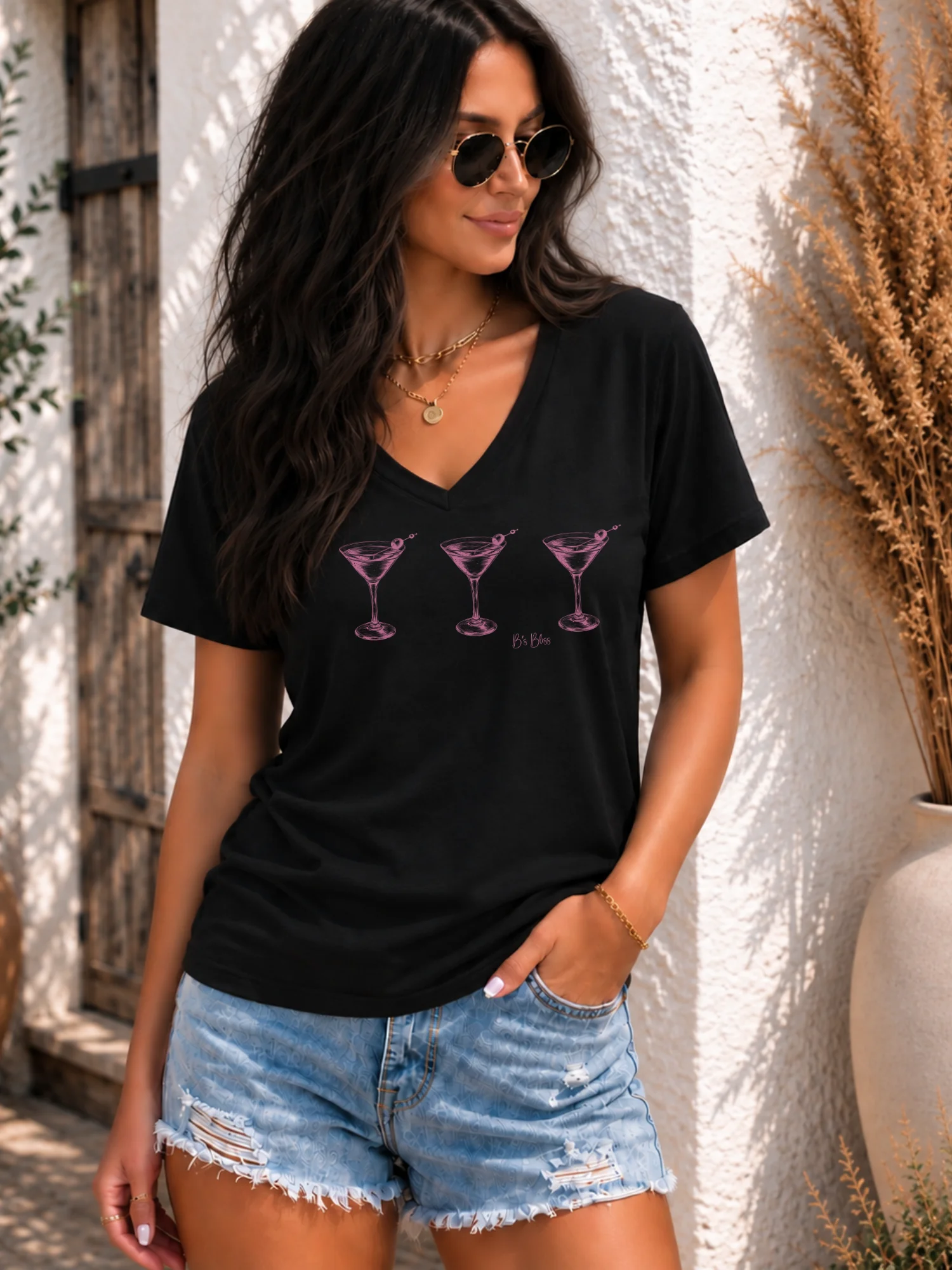 3 Martini's V-Neck Graphic T-Shirt product image (2)