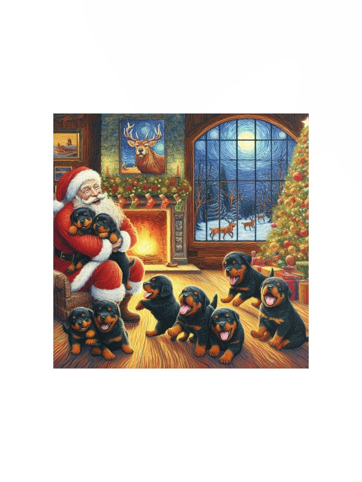 Rottweiler Puppies & Santa Christmas Poster product image (1)
