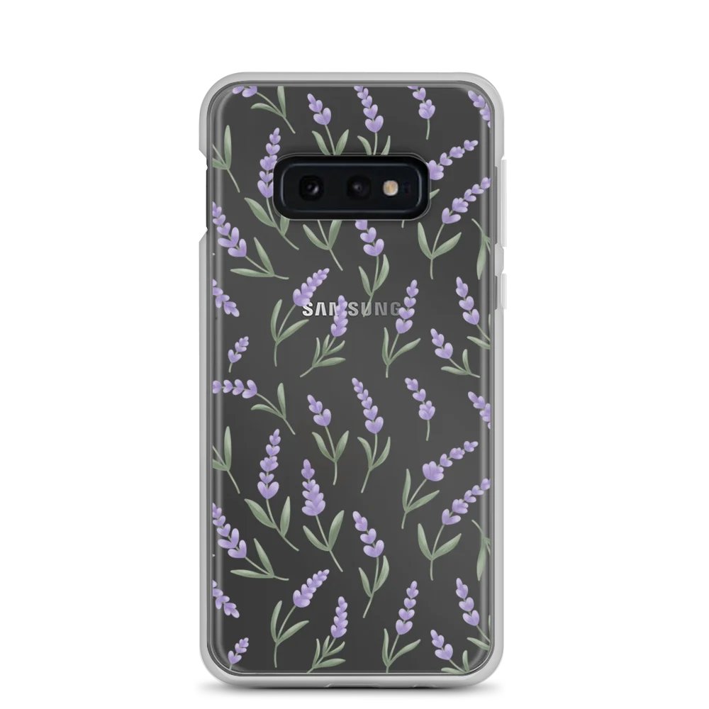 Clear case for Samsung with lavender pattern. Artistic protective cover product image (1)