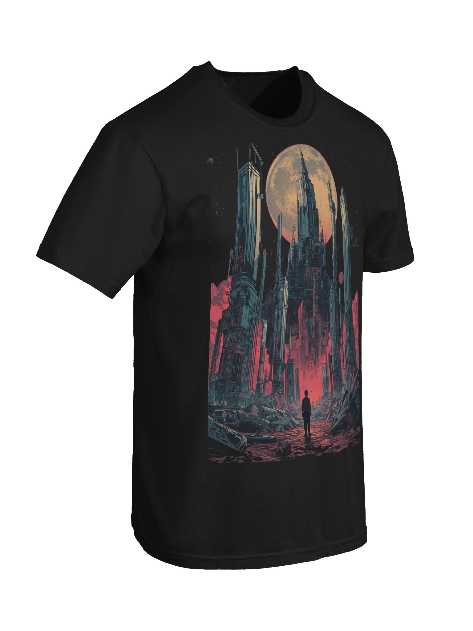 Moonlit Futuristic Ruins Heavyweight T-Shirt product image (4)