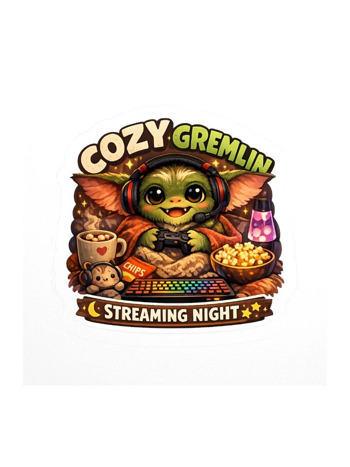 Cozy Gremlin Streaming Night Sticker product image (2)