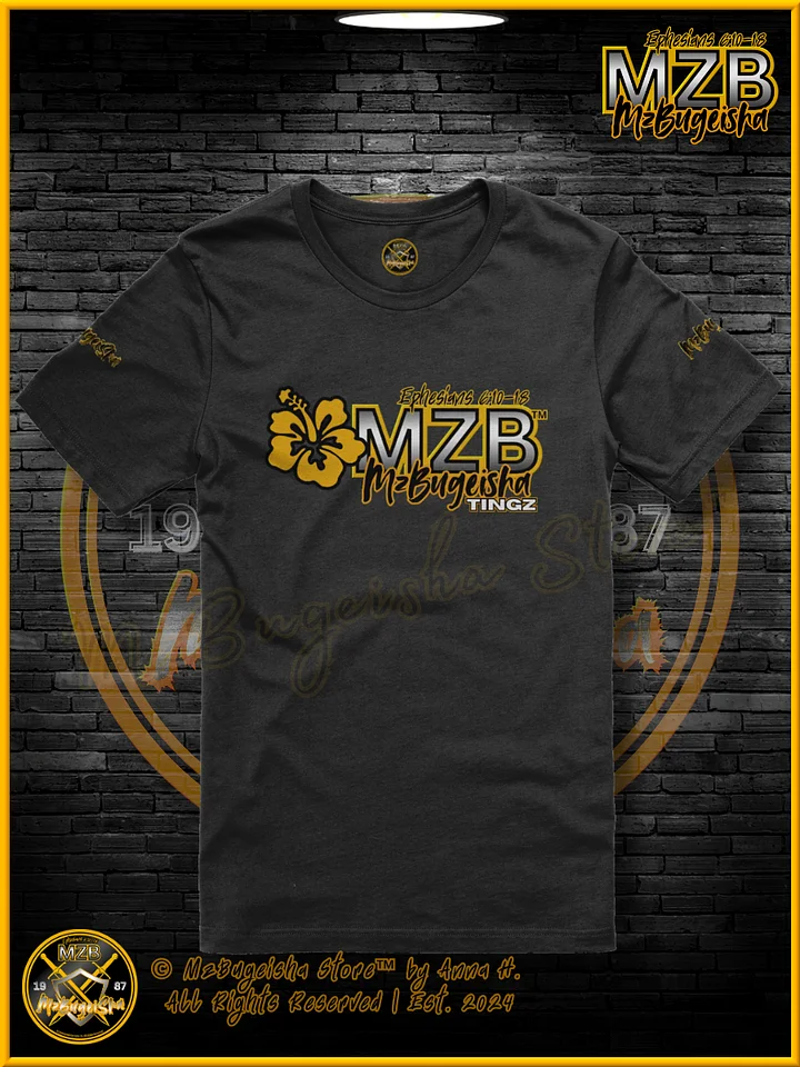 T-Shirt - MzBugeisha™ "MZB Tingz™ Logo [V1] (hibiscus/blk/yellow)" Comfort T-Shirt By Anna H. product image (1)