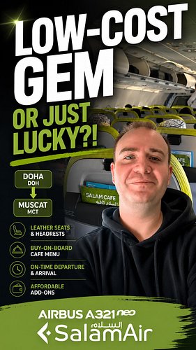 Today, I’m taking a gamble on Omani low-cost carrier @salamair, flying from Doha to Muscat onboard their Airbus A321neo. Low-...