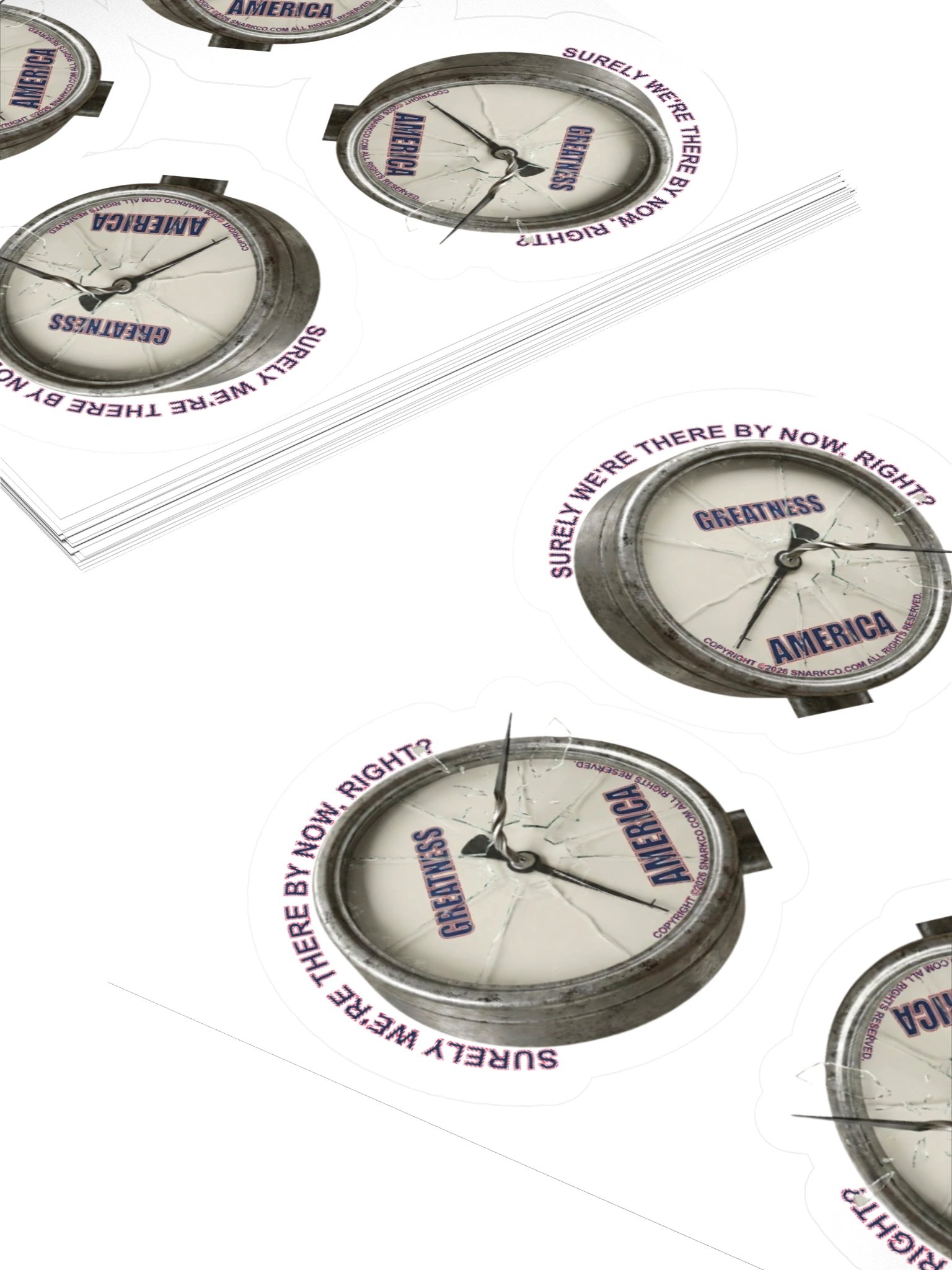 Stickers on white background say: "Surely we're there by now, right?" product image (4)