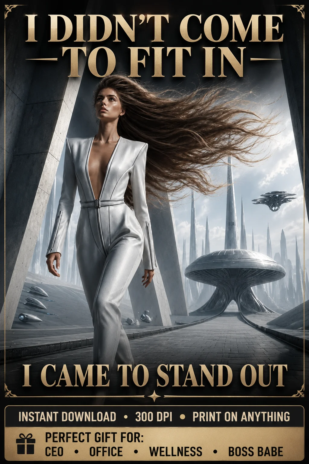 I Didnt Come To Fit In Empowerment Art | Futuristic Portrait | 300 DPI Digital Download product image (1)