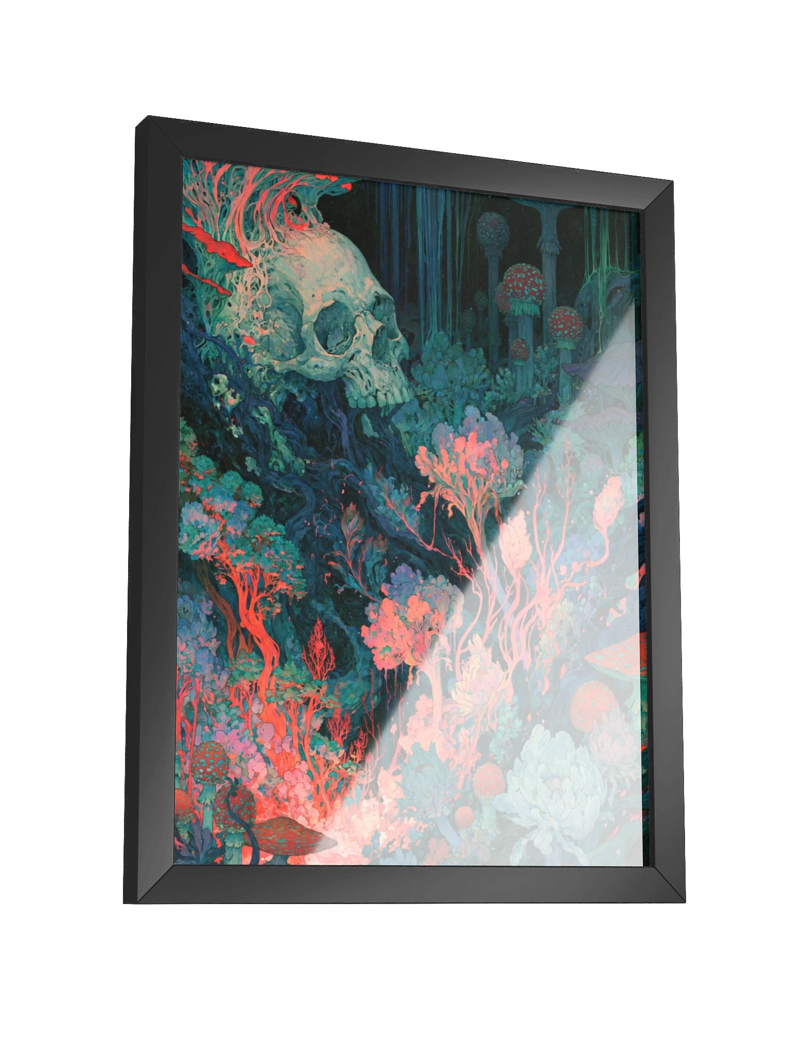 Mushroom Skull Framed Art Print — Skull in the Mushroom Garden product image (7)