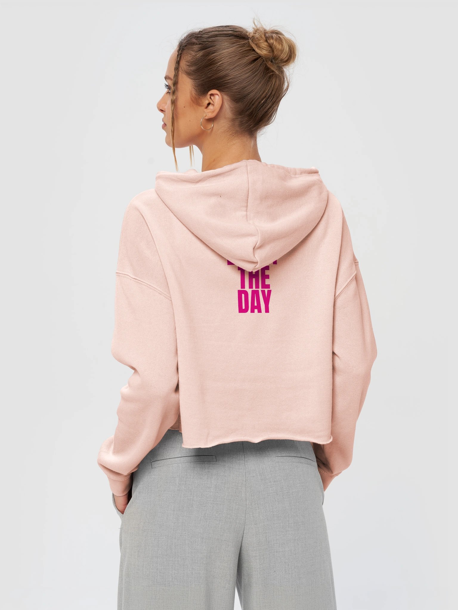 Bully The Day Crop Hoodie - Pink Crest Front product image (6)