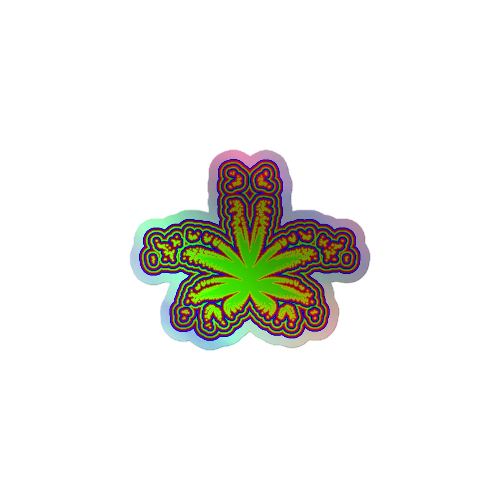 Rad Rainbow Weed Leaf Holographic Sticker, Cannabis Queer Pride Art product image (1)