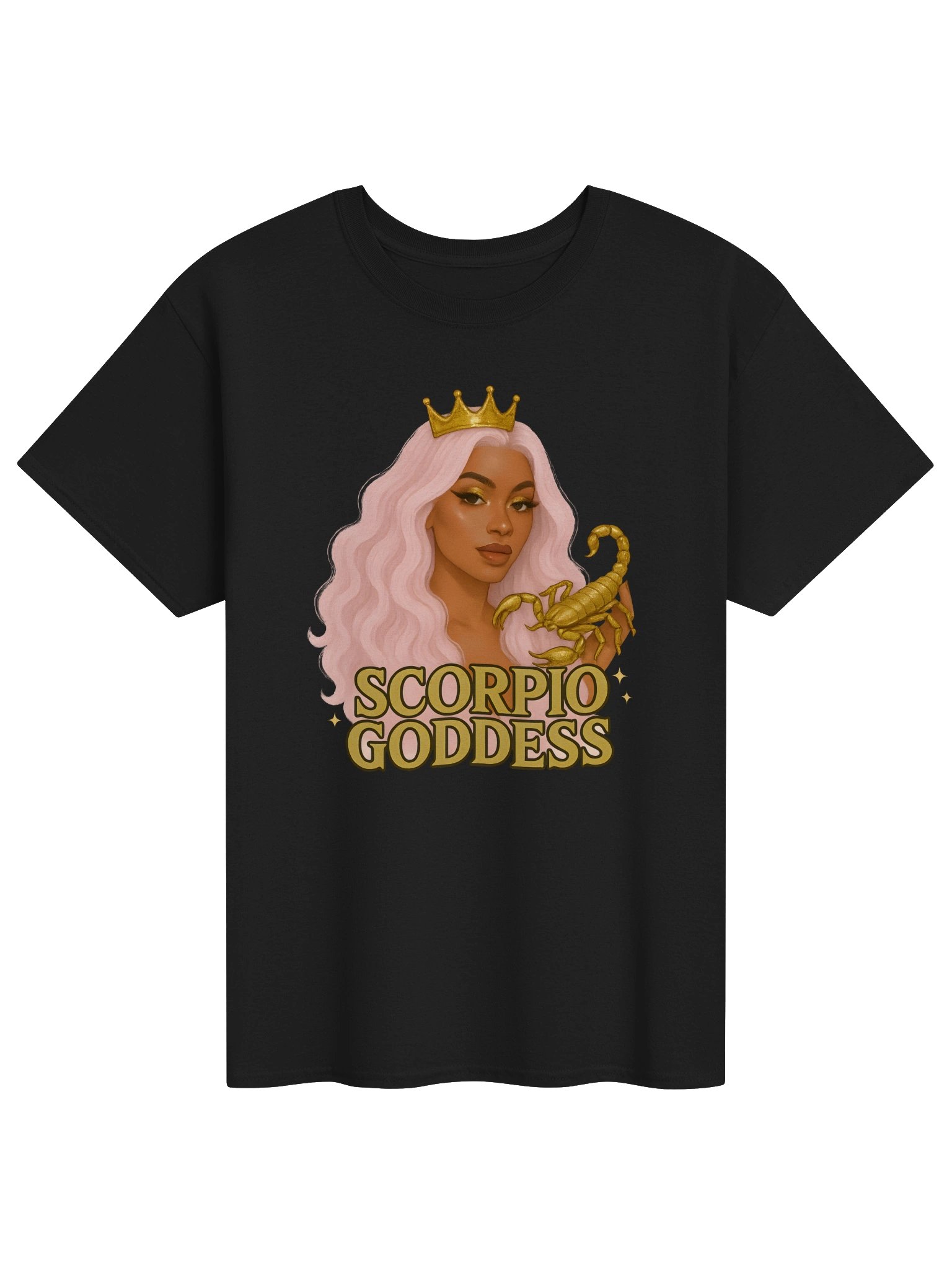 Scorpio Goddess Pink Hair Crown Tee product image (3)