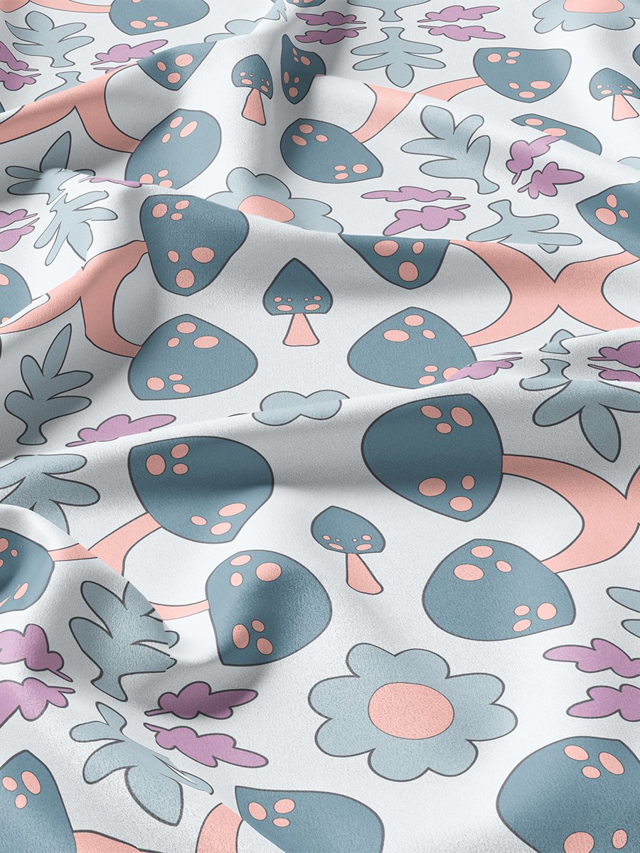 Mushroom Glade Blue Seamless Pattern product image (3)