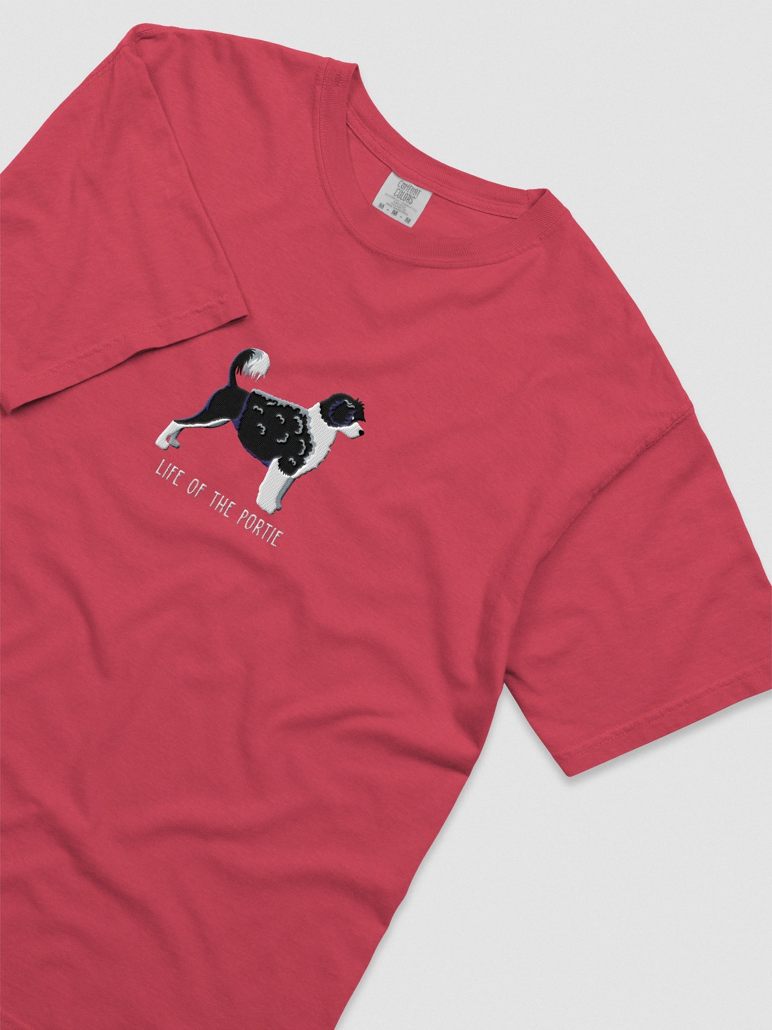 Life of the Portie T-Shirt(Embroidered) of a Portuguese Water Dog(Black & White) product image (8)