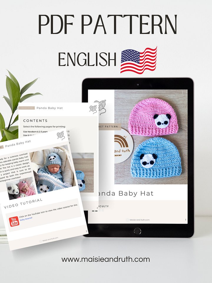 Panda Child Hat Crochet Pattern product image (2)