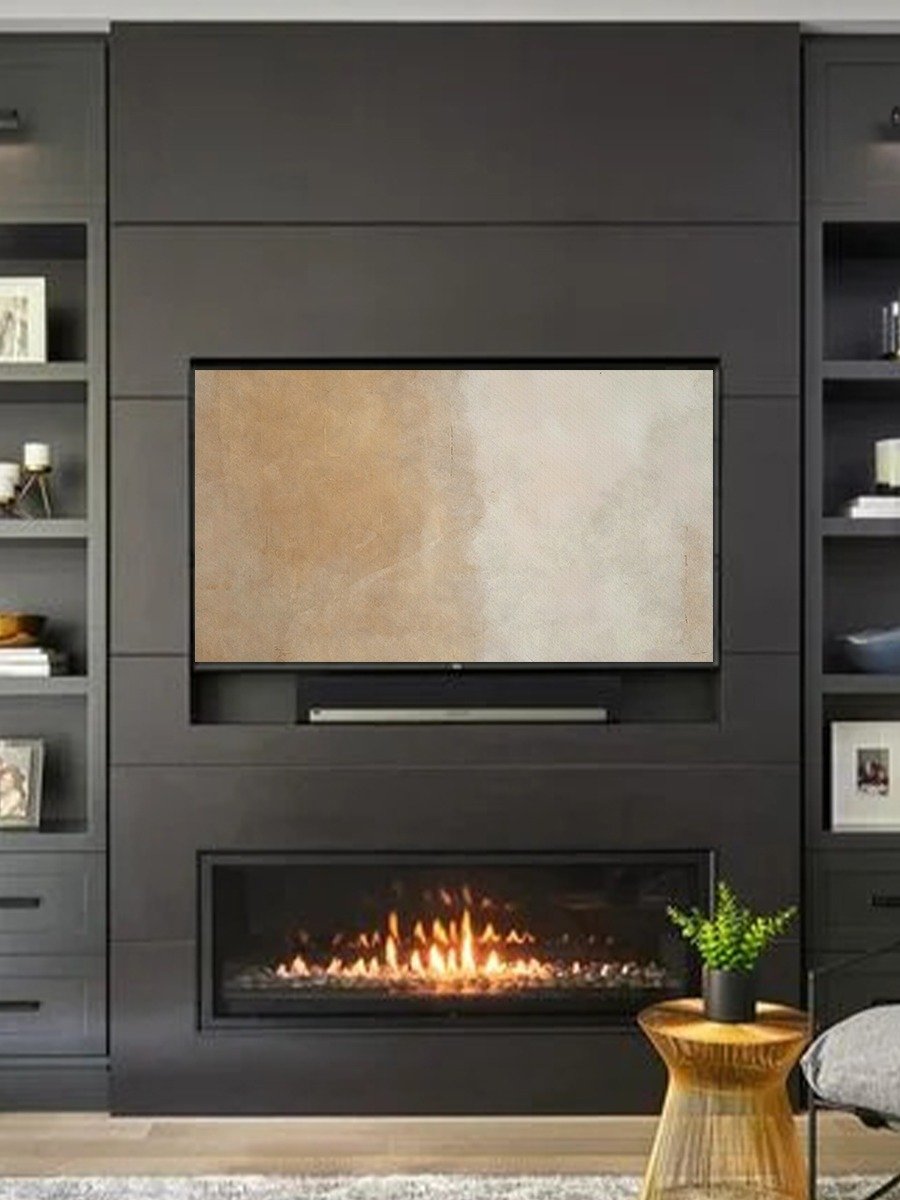 Samsung Frame TV Art Beige Tan Abstract Oil Painting Screensaver Digital TV Background product image (6)
