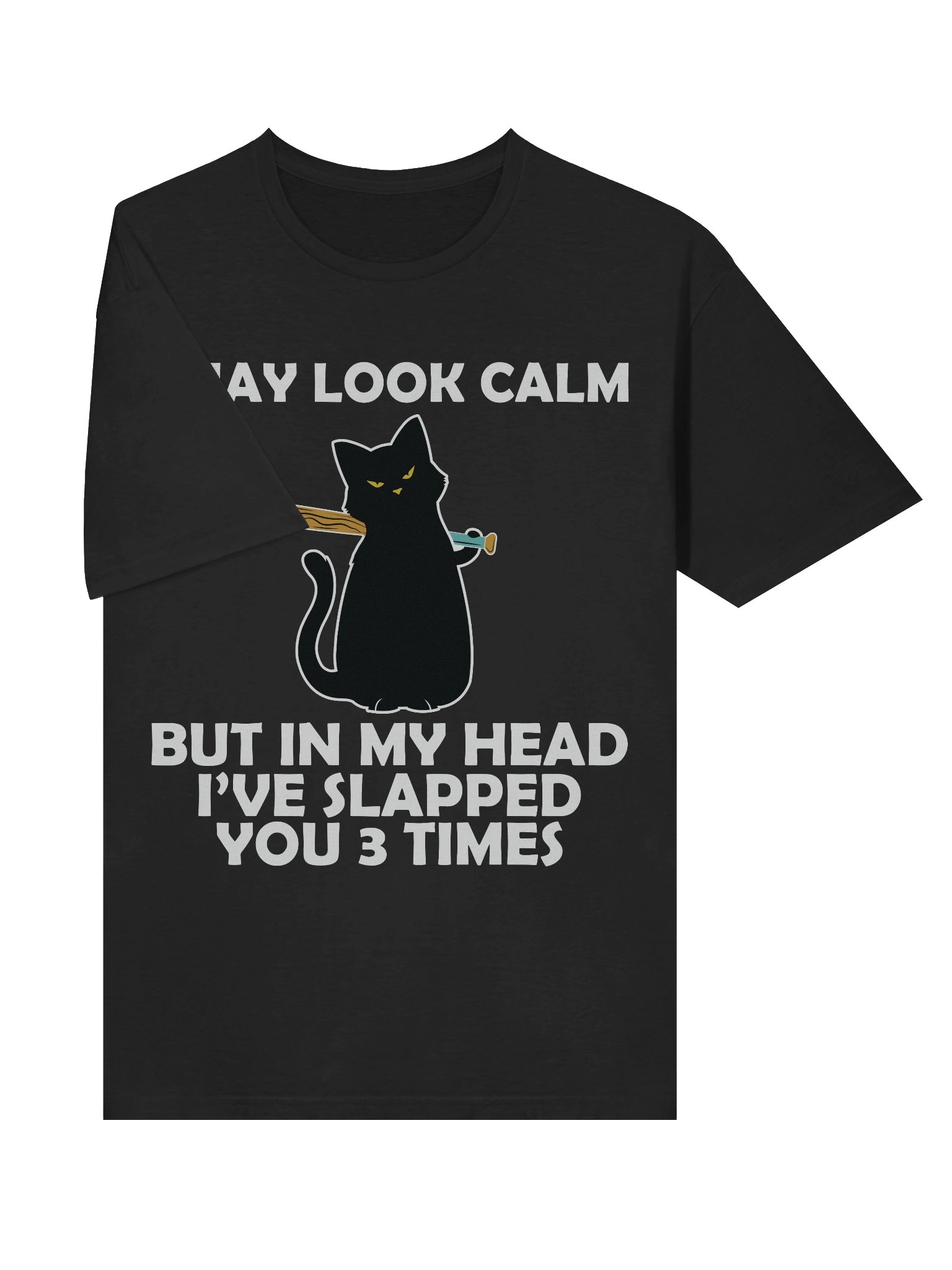 Meme – Psycho Black Cat – Bat Slap – Gildan Softstyle T-Shirt product image (3)