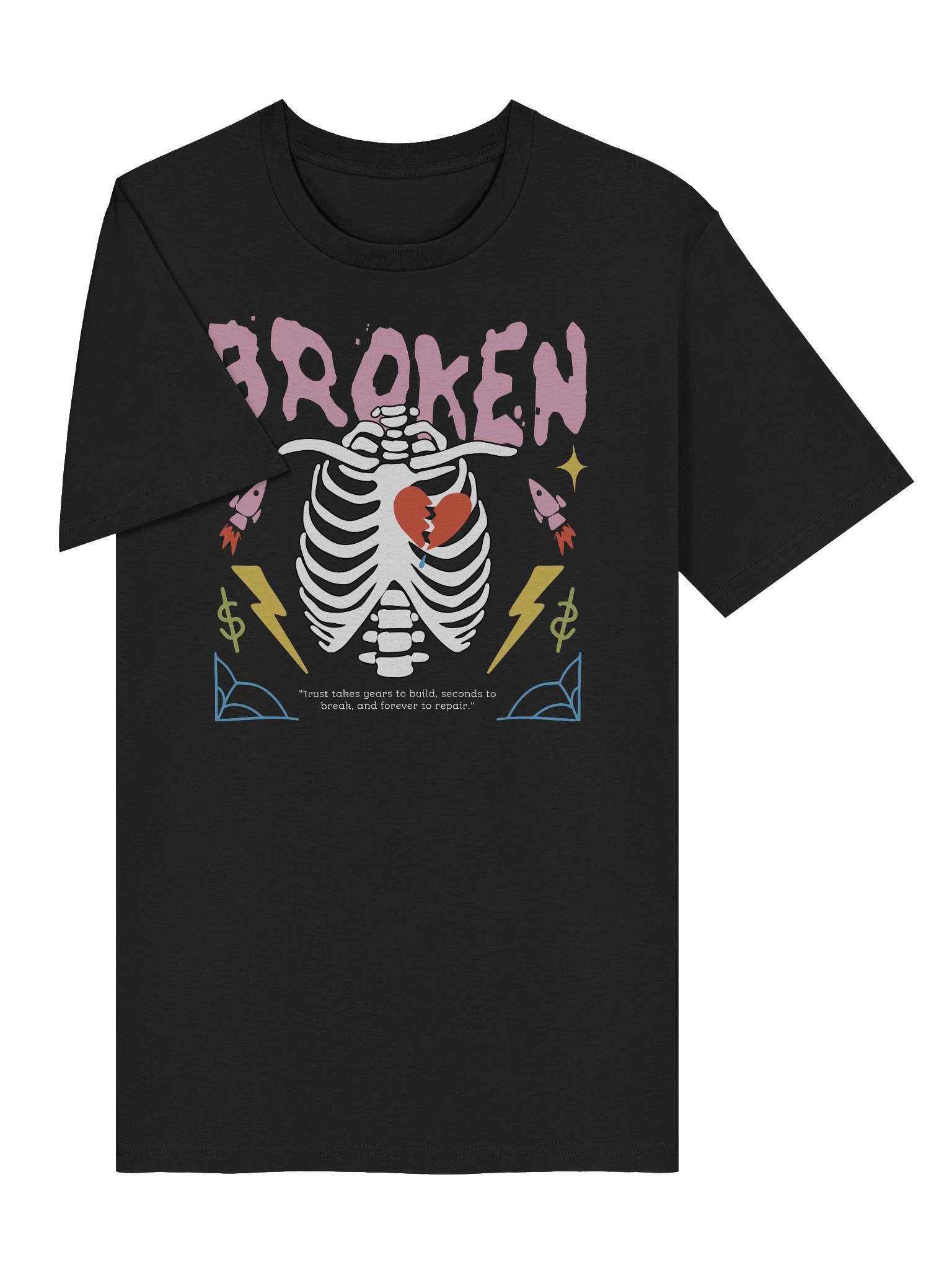 Broken Trust: Retro Organic Cotton T-Shirt for Everyday Wear product image (5)