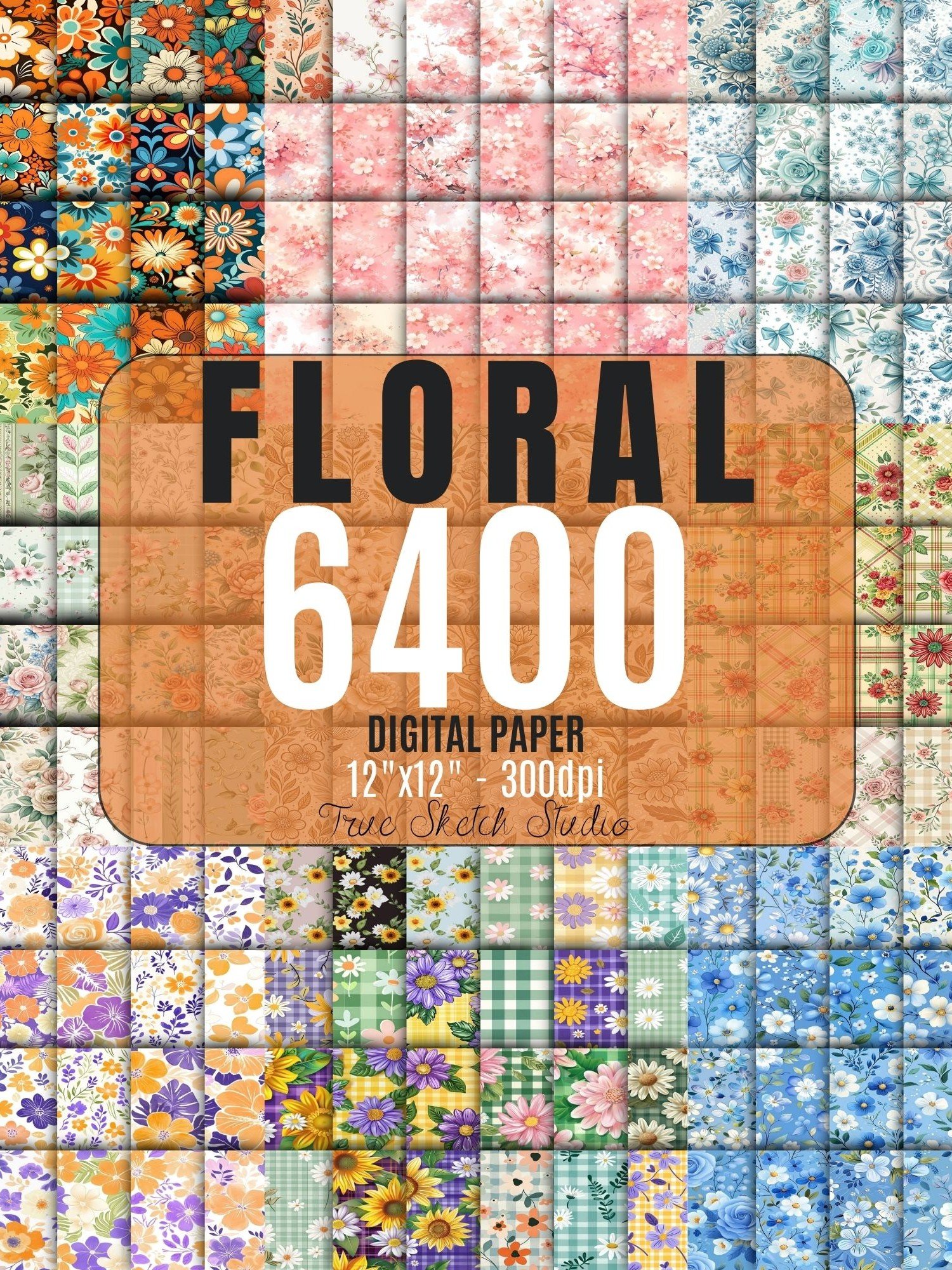 6400 Floral Digital Paper Bundle, Flower Pattern Mega Pack product image (1)